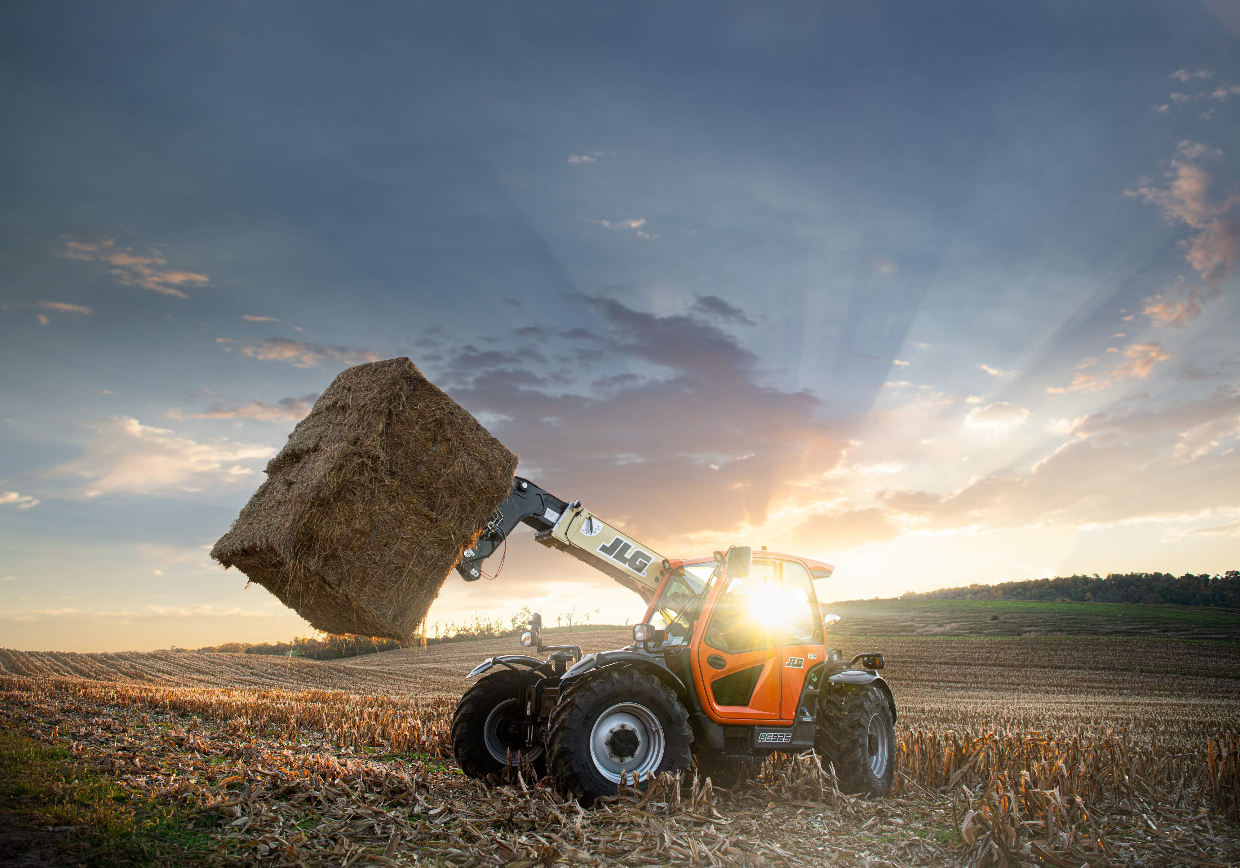 Telehandler Lifting Hay